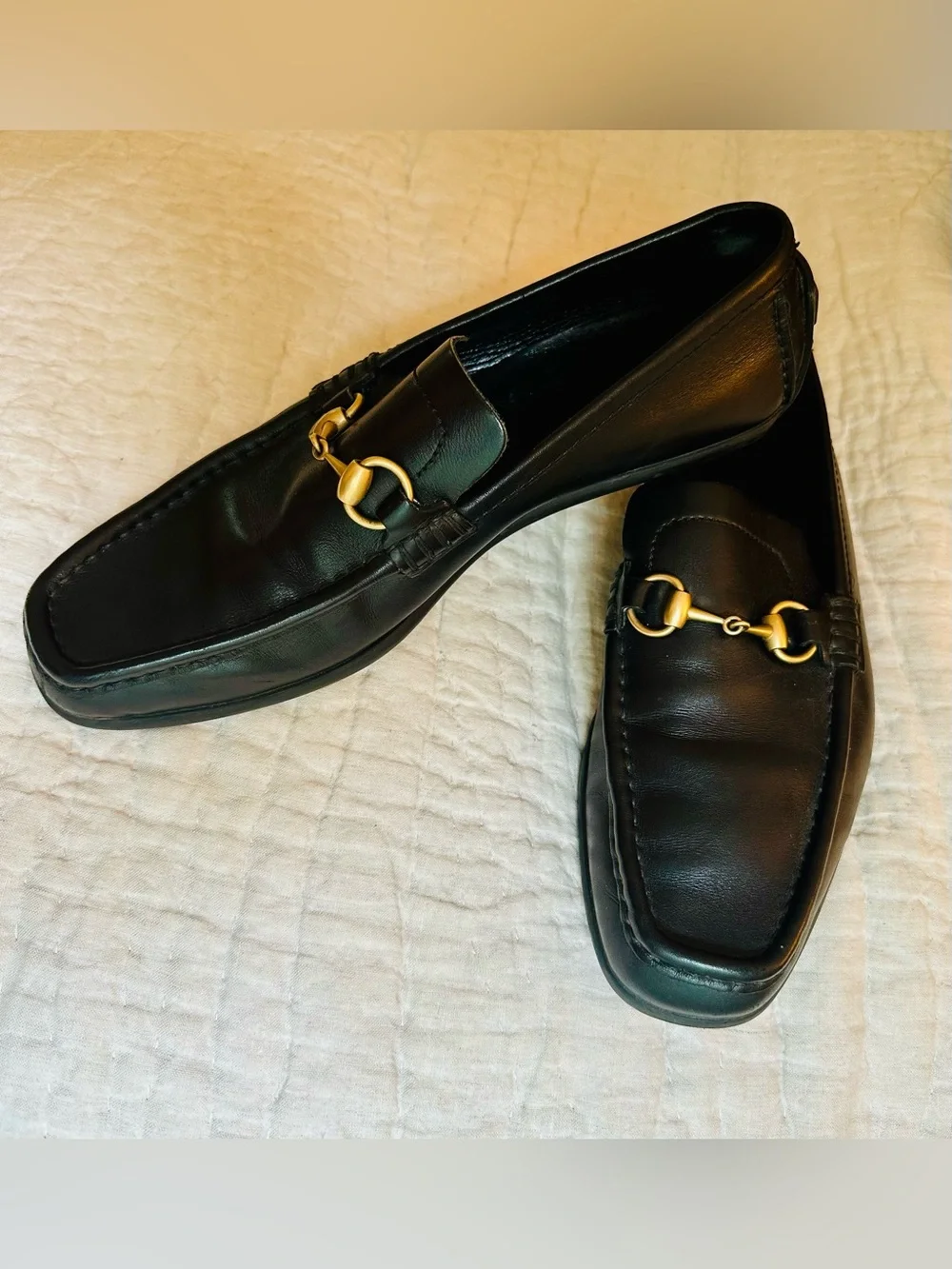 Gucci Black Leather Horsebit Loafers